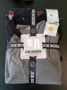 Joe Boxer Men's 2-Pc Sleepwear Set, Suede Top, Fleece Pant, Sz M - New